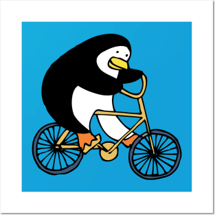 Penguin on a bike - cute bird by Cecca Designs Posters and Art